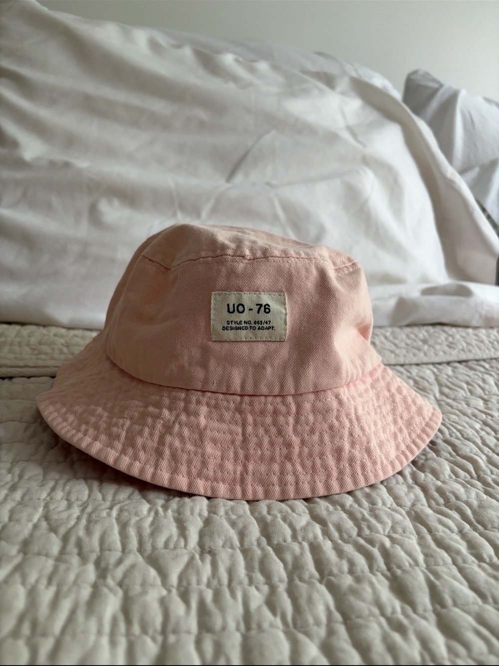 Pink Bucket Hat with Patch Baby Pink, Pastel, Urban Outfitters
